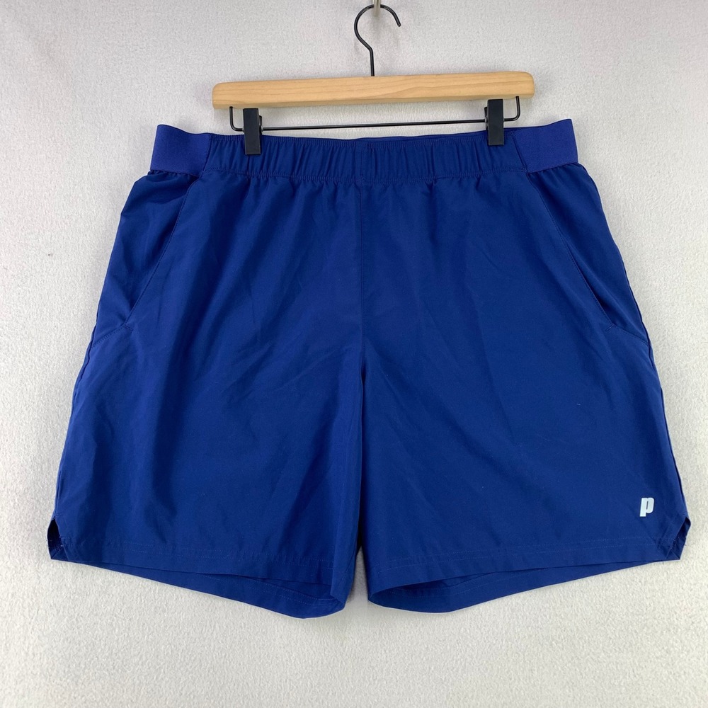 Prince Gym Shorts 7" Mens XL Blue Tennis Performance Training Athletic Stretch